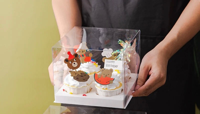 Transparent cupcake box- 4 count