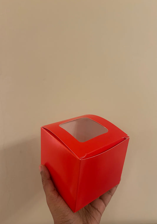 Red Single Cupcake Box- 4x4x4" with insert
