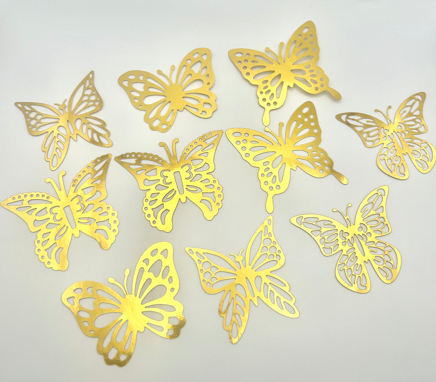 Metallic gold butterflies