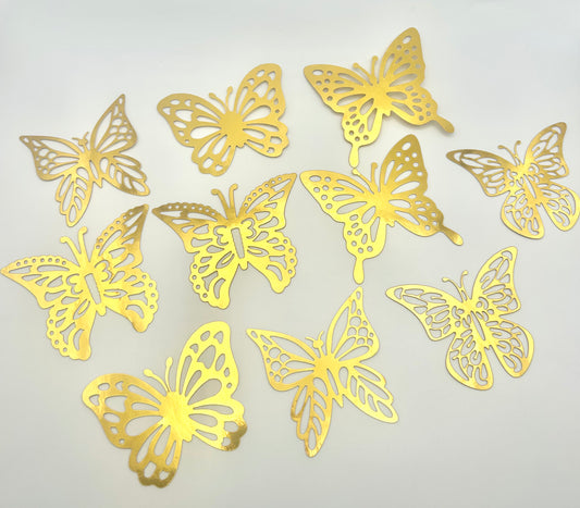 Metallic gold butterflies