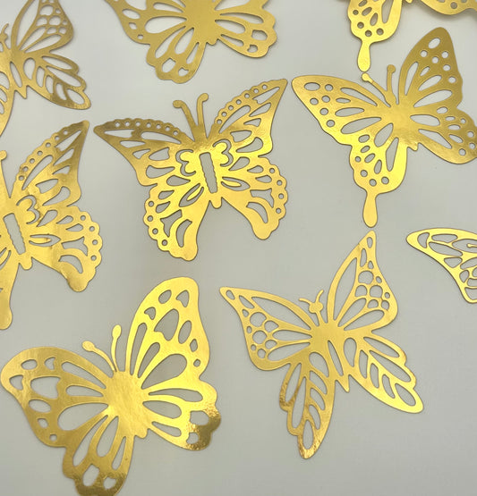 Metallic gold butterflies