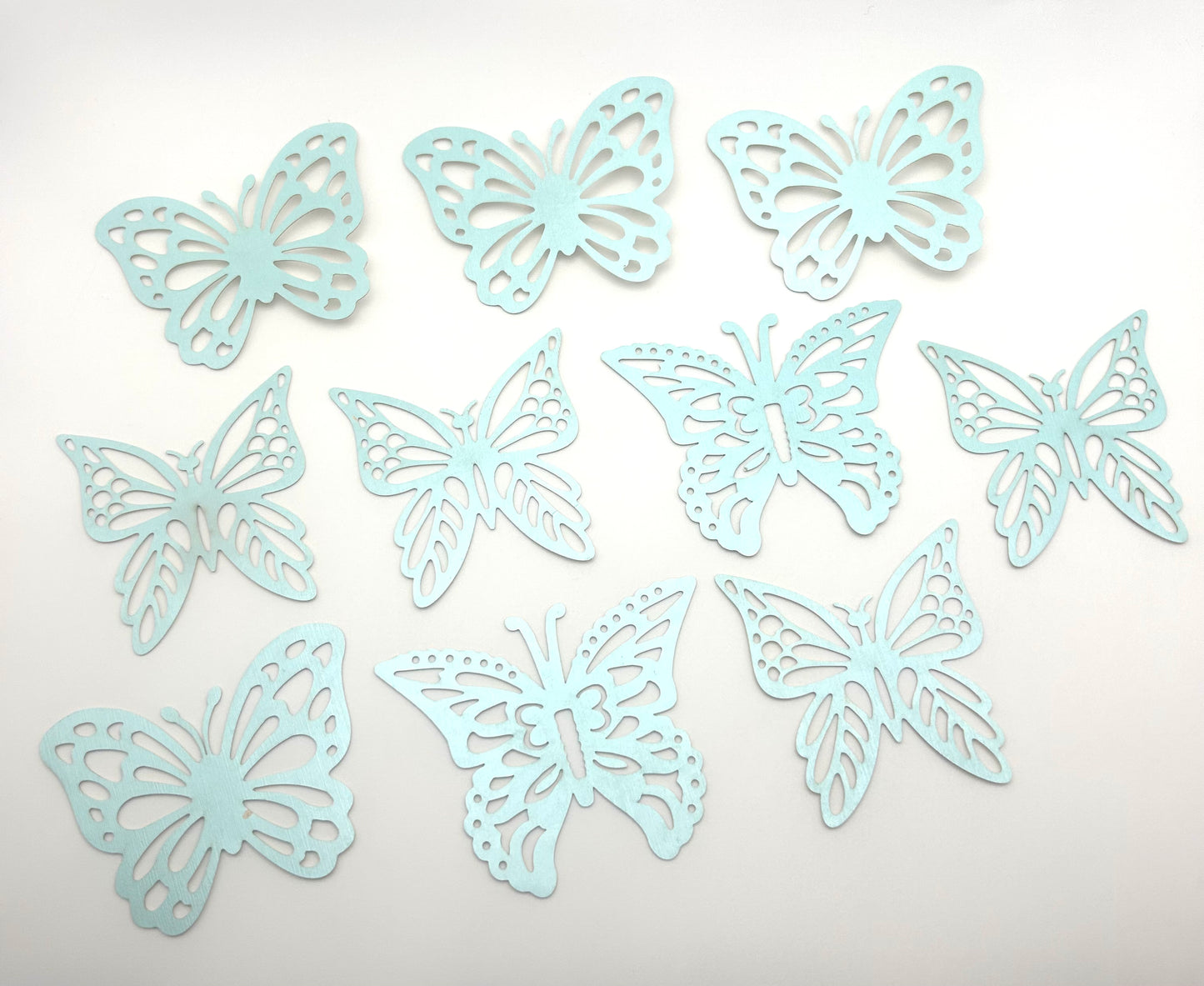 Pearlized pastel blue butterflies