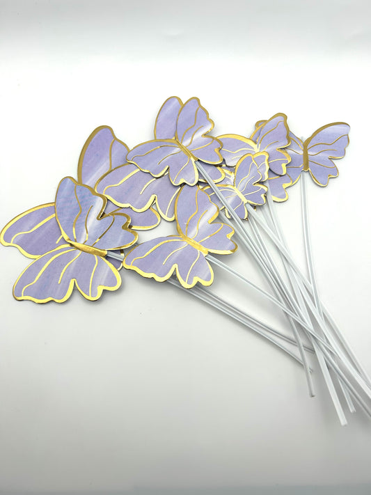 Purple butterflies with stick