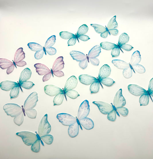 Edible butterflies-Watercolour blue/pink