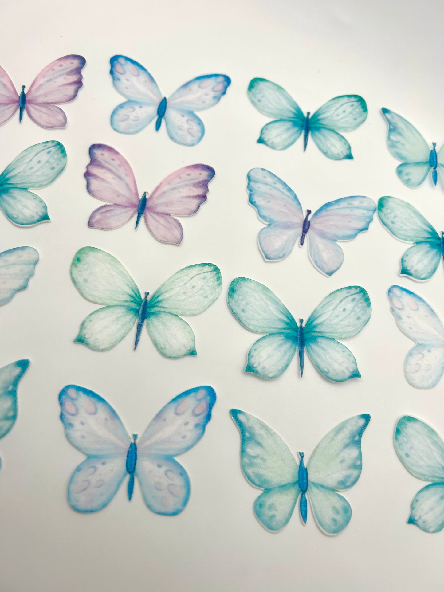 Edible butterflies-Watercolour blue/pink