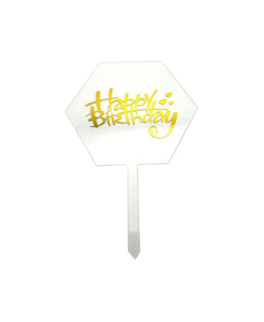 Clear hexagon happy birthday