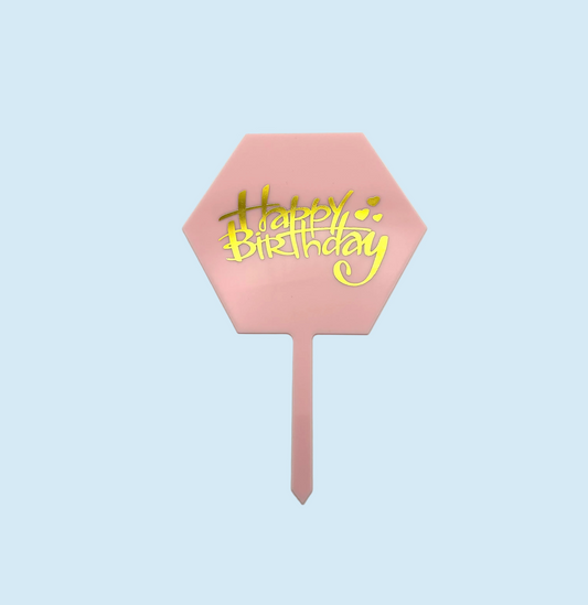 Hexagon Pink Happy Birthday