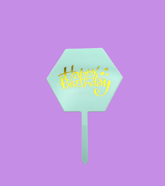 Hexagon Tiffany Blue Happy Birthday