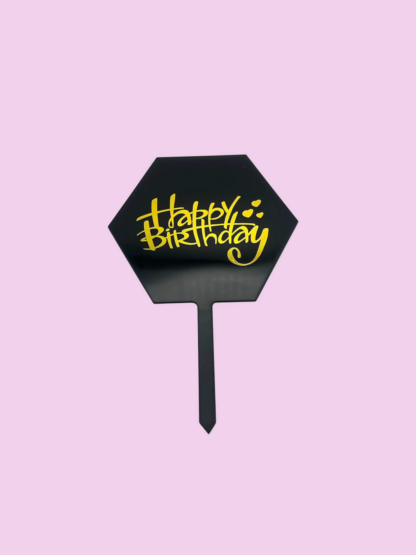 Hexagon Black Happy Birthday